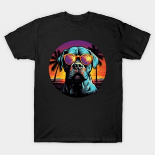 Retro Wave American Bulldog Dog Shirt T-Shirt